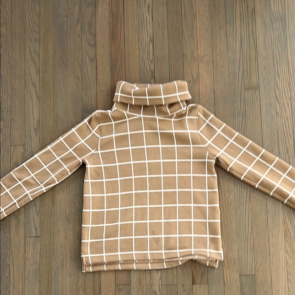 Windowpane Plaid Fleece Turtleneck Sweater